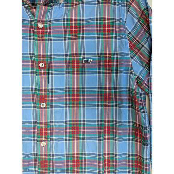 Vineyard Vines Shirt Mens M Blue Plaid Classic Fit Tucker Long Sleeve Button Up - Picture 3 of 10